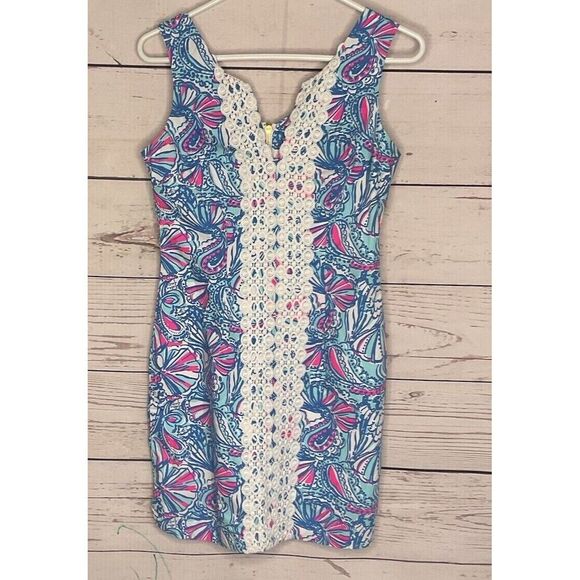 Lilly Pulitzer Target 20th Anniversary Lace Trim Mini Shift Dress Women Size 2 - Picture 1 of 14